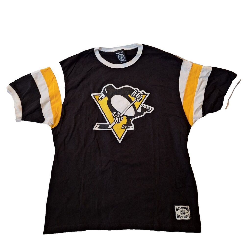 Calhoun NHL Pittsburgh Penguins Shirt Mens XL Black Short Sleeve Hockey Logo